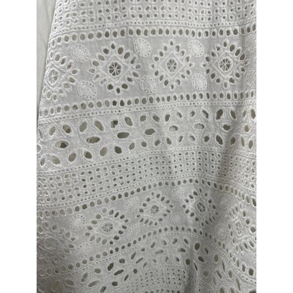 Womens J Jill love Linen Lace Cut Out Front Linen Button Shirt Cover Up Size XL - Picture 2 of 7